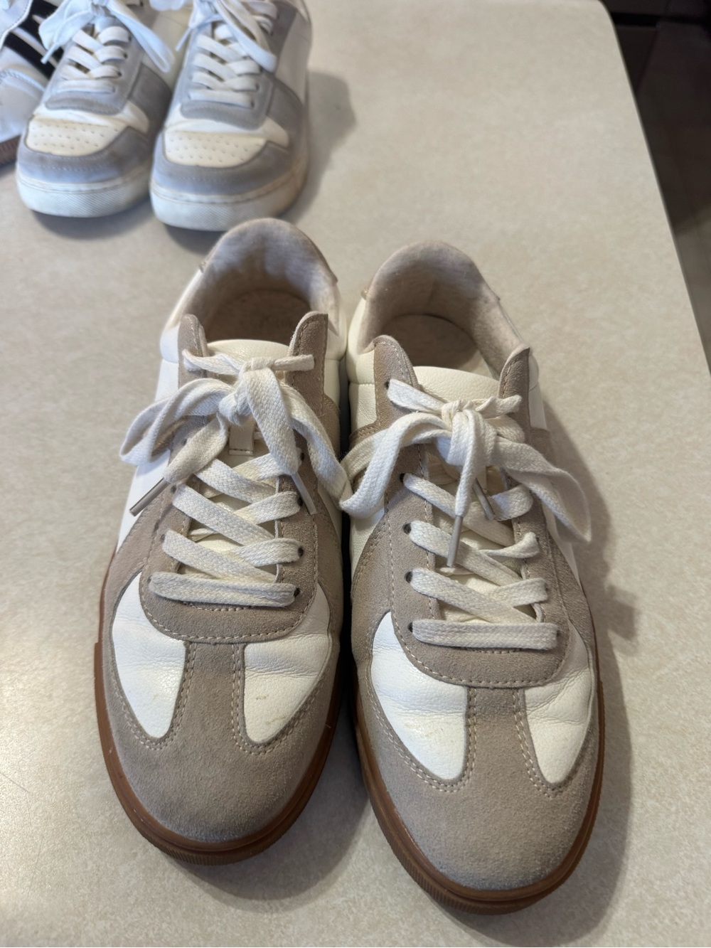 Women's Suede & Leather Casual Lace-Up Sneakers - Neutral Taupe/White